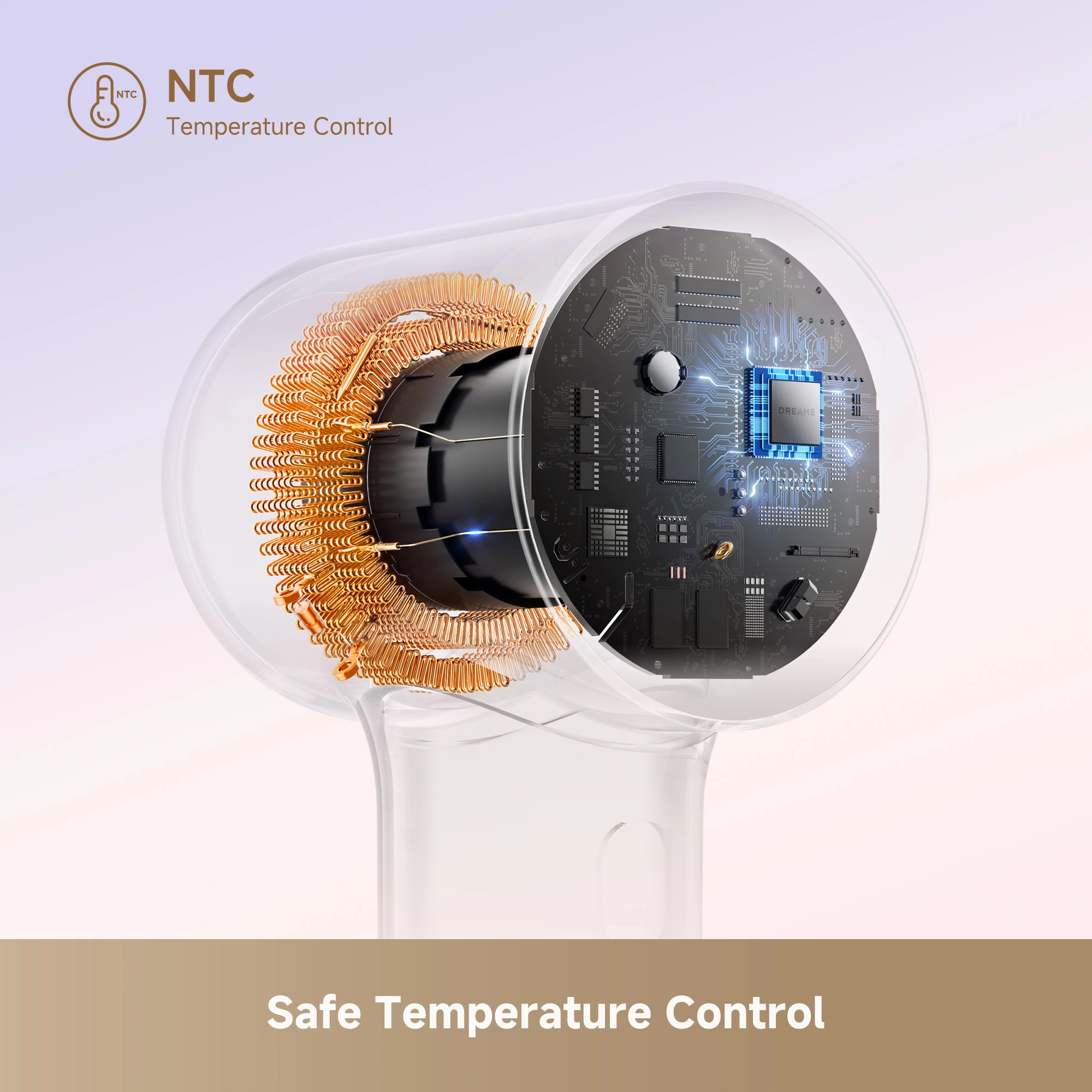 Dreame Mini Hair Dryer NTC ტემპერატურის კონტროლი