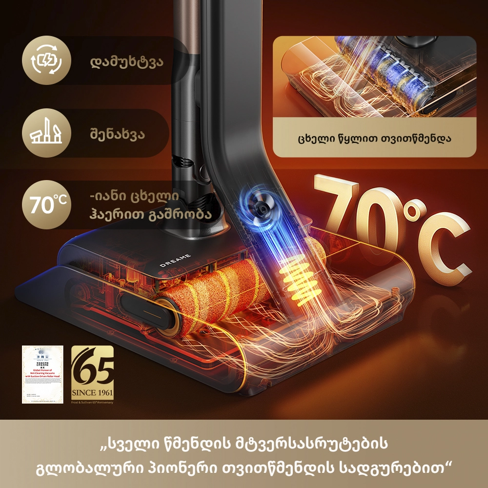 როლიკის თვითწმენდა და 70 გრადუსზე გაშრობა