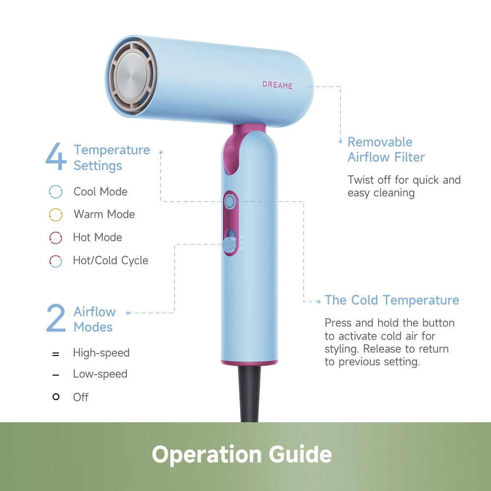 Dreame Pocket Cake Hair Dryer Blue - Image 12