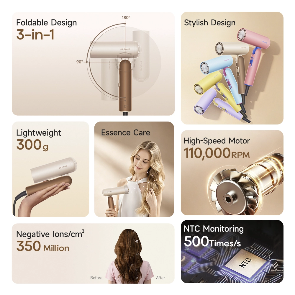 Dreame Pocket Cake Hair Dryer Brown - Image 2