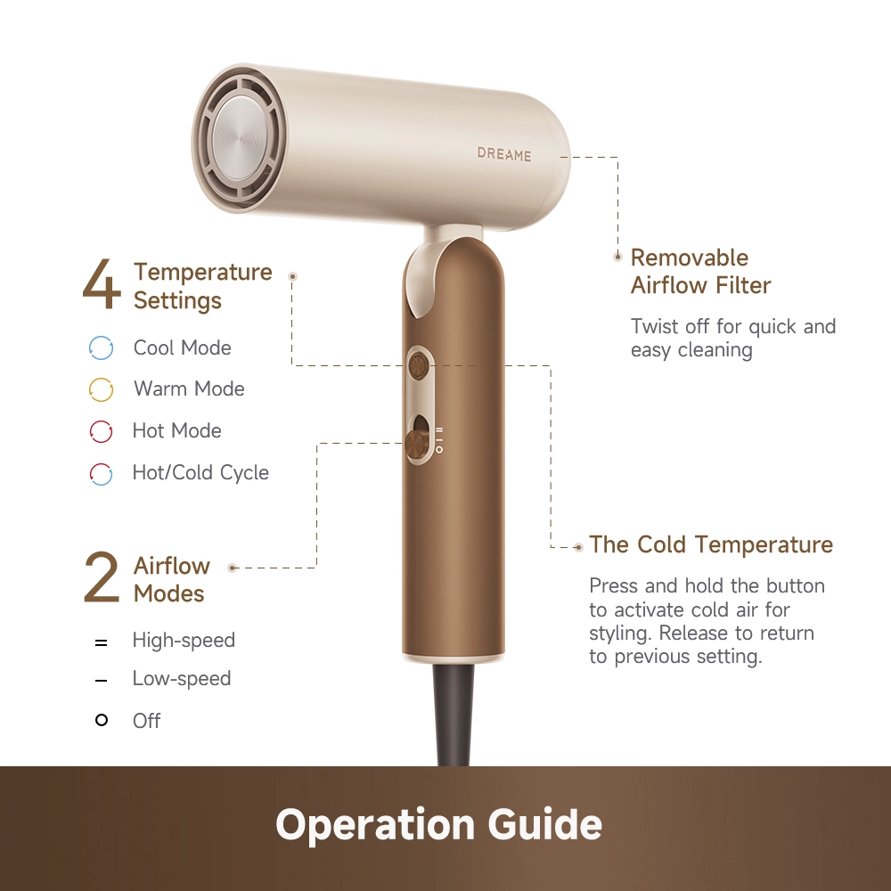 Dreame Pocket Cake Hair Dryer Brown - Image 12
