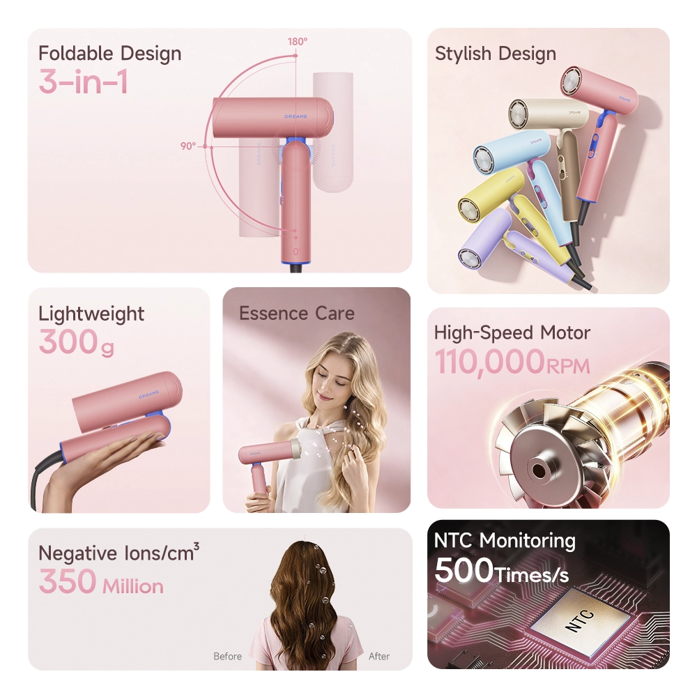 Dreame Pocket Cake Hair Dryer Pink - Image 2