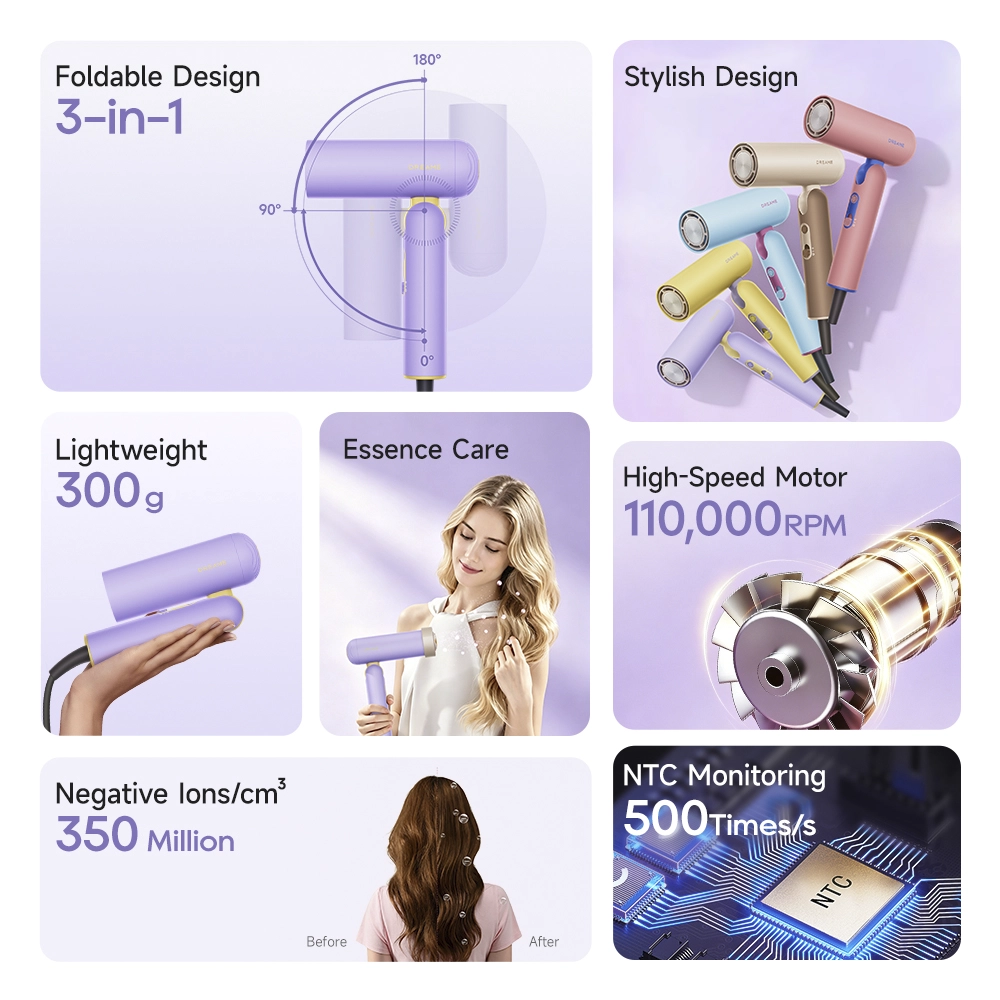 Dreame Pocket Cake Hair Dryer Purple - Image 2