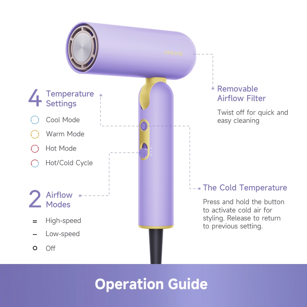 Dreame Pocket Cake Hair Dryer Purple - Image 12