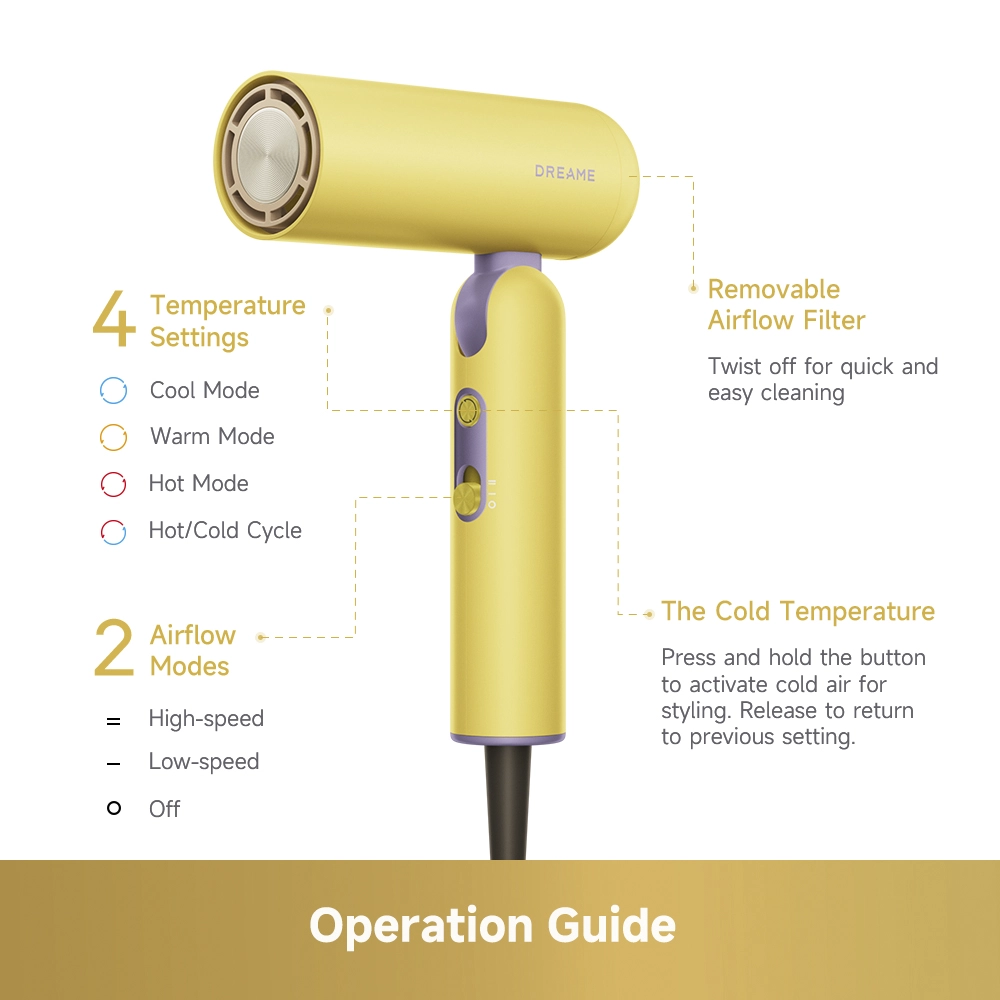 Dreame Pocket Cake Hair Dryer Yellow - Image 12